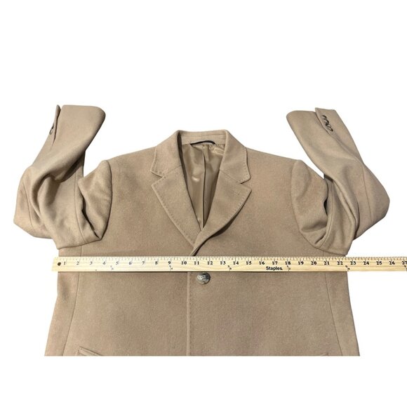 Lauren Ralph Lauren Black Label Cashmere Wool Long Coat Italian Tan Camel Men 42 - Picture 7 of 9